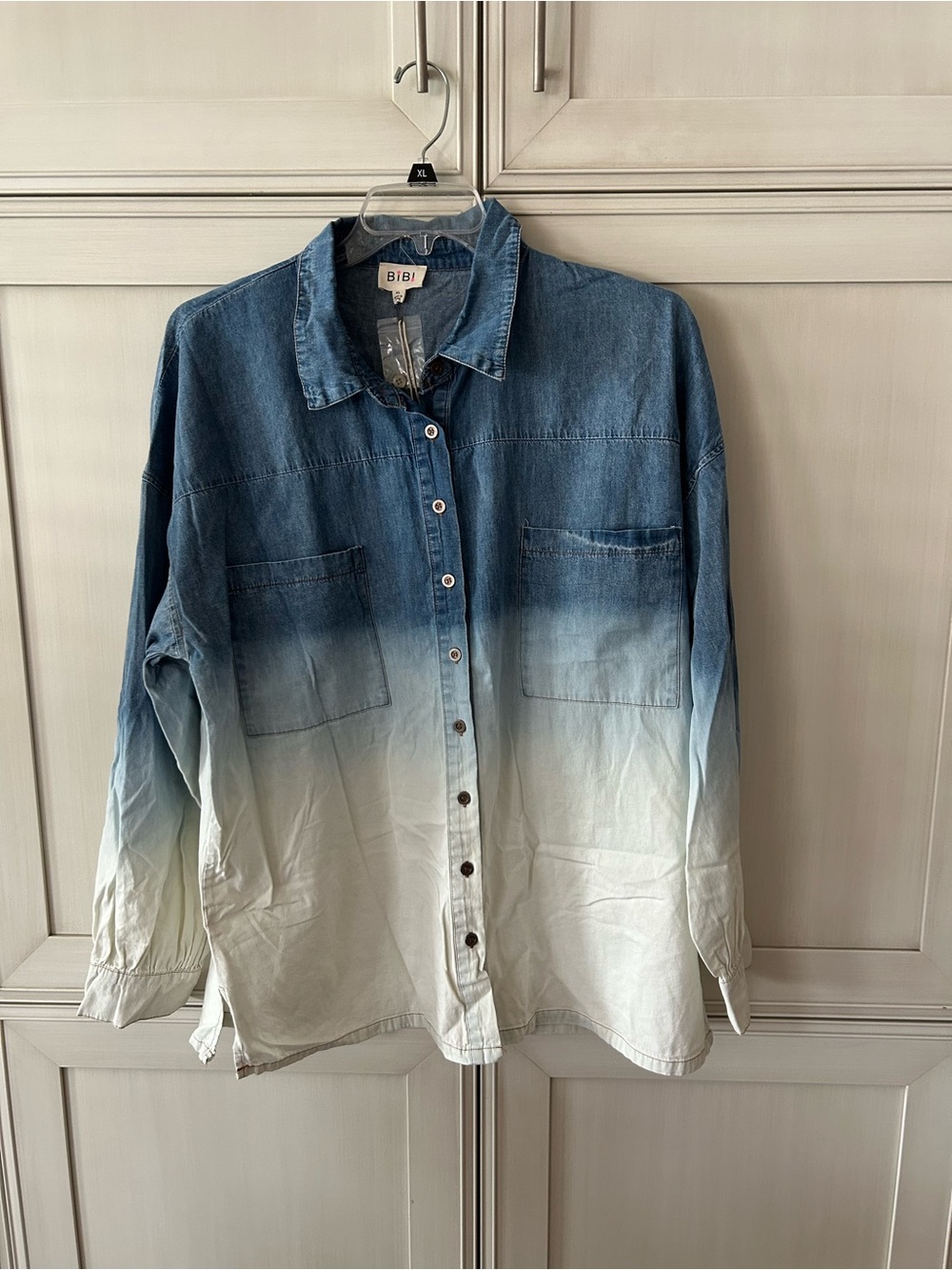 BiBi Ombre Button-Down Shirt in Blue and White